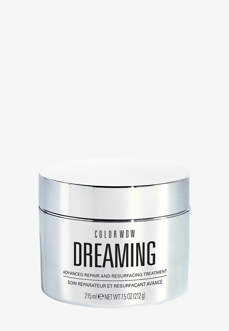 Silbergefäß mit der Aufschrift Color Wow Dreaming fortschrittliche Reparatur und Oberflächenbehandlung, 215 ml, mit reflektierendem Deckel auf weißem Hintergrund.