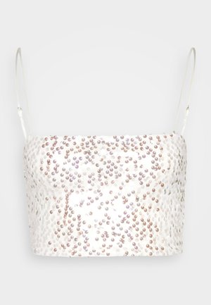 Gina Tricot SHIMMER CROPPED - Top - offwhite