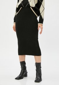 Koton TRICOT MIDI SLIM FIT - Kokerrok - black