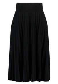 Musta poimutettu hame leveällä vyötärönauhalla. Valmistettu kevyestä kankaasta, jossa on pystysuorat raidat ja ilmava A-linjainen siluetti.