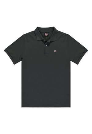 Polo shirt verde scuro in cotone, con colletto classico, maniche corte e un piccolo logo circolare sul lato sinistro del petto.