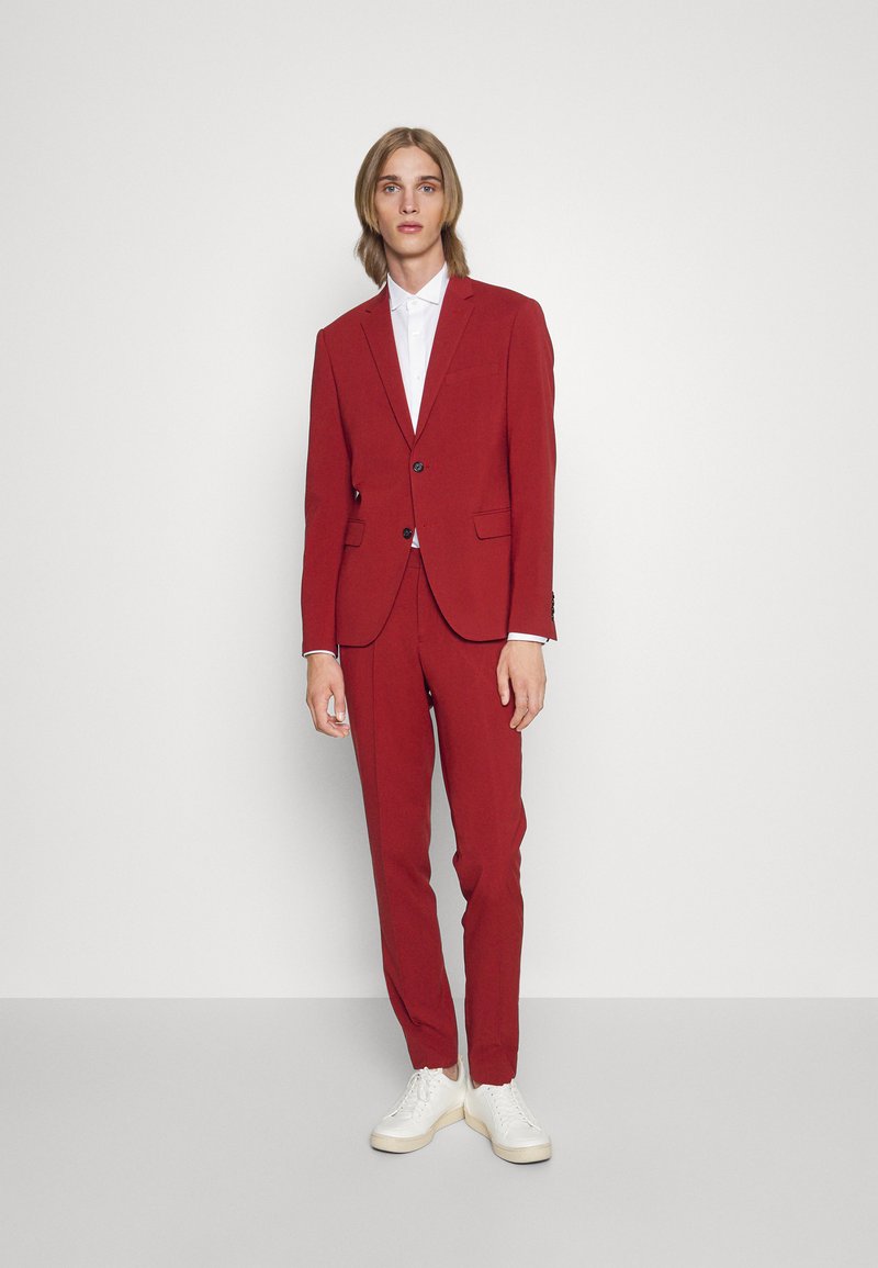 Lindbergh SLIM FIT PLAIN MENS SUIT Suit dark red/red Zalando.co.uk
