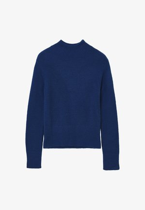Pull bleu marine avec un col rond, des manches longues, des poignets et un ourlet côtelés. Fabriqué dans un matériau doux et texturé. Design classique et décontracté.
