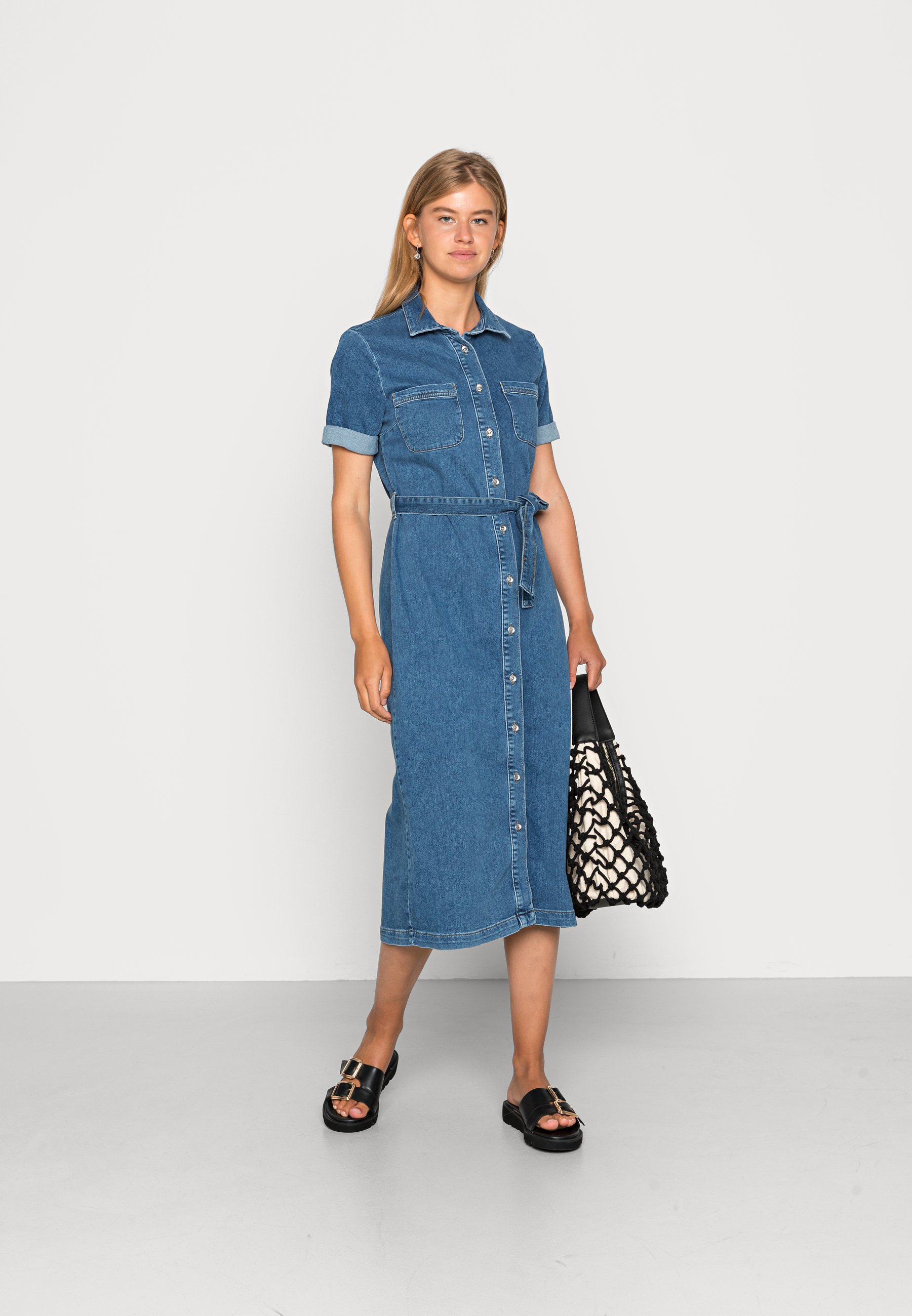 ONLY ONLMIRIAM LIFE LONG DRESS - Vestito di jeans - medium blue denim/carta  da zucchero - Zalando.it