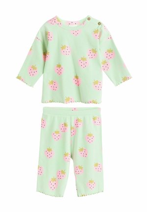 2 PIECE WIDE LEG SET - REGULAR FIT - Långärmad tröja - green pink strawberry print