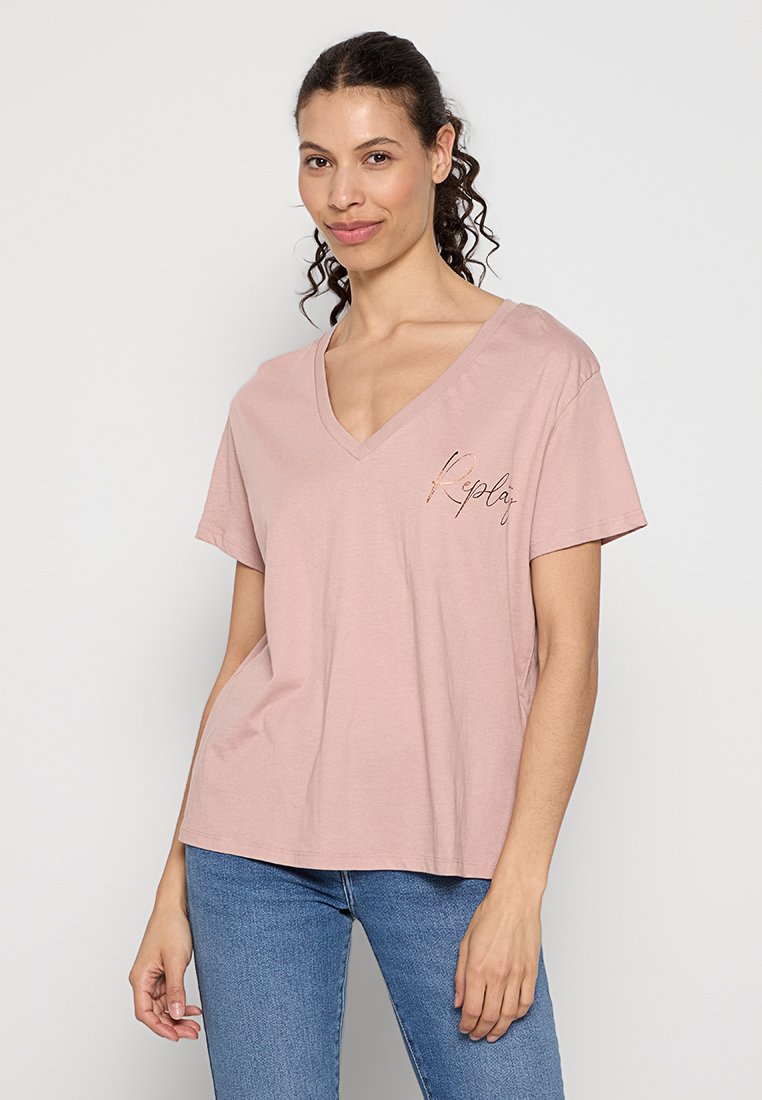 Replay T-shirt print roze Replay T-shirt print roze