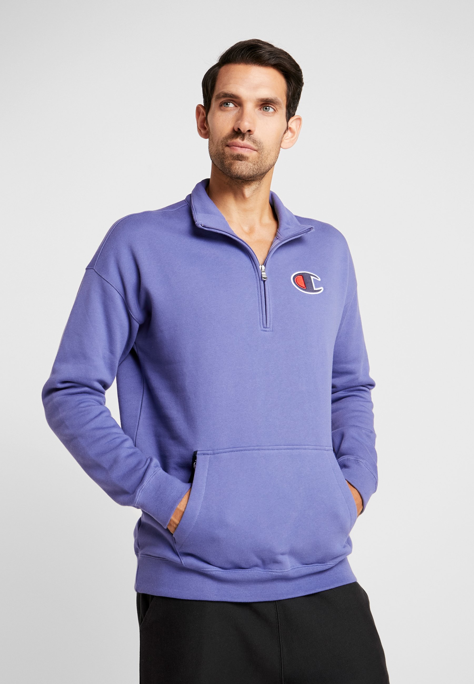purple half zip sweatshirt
