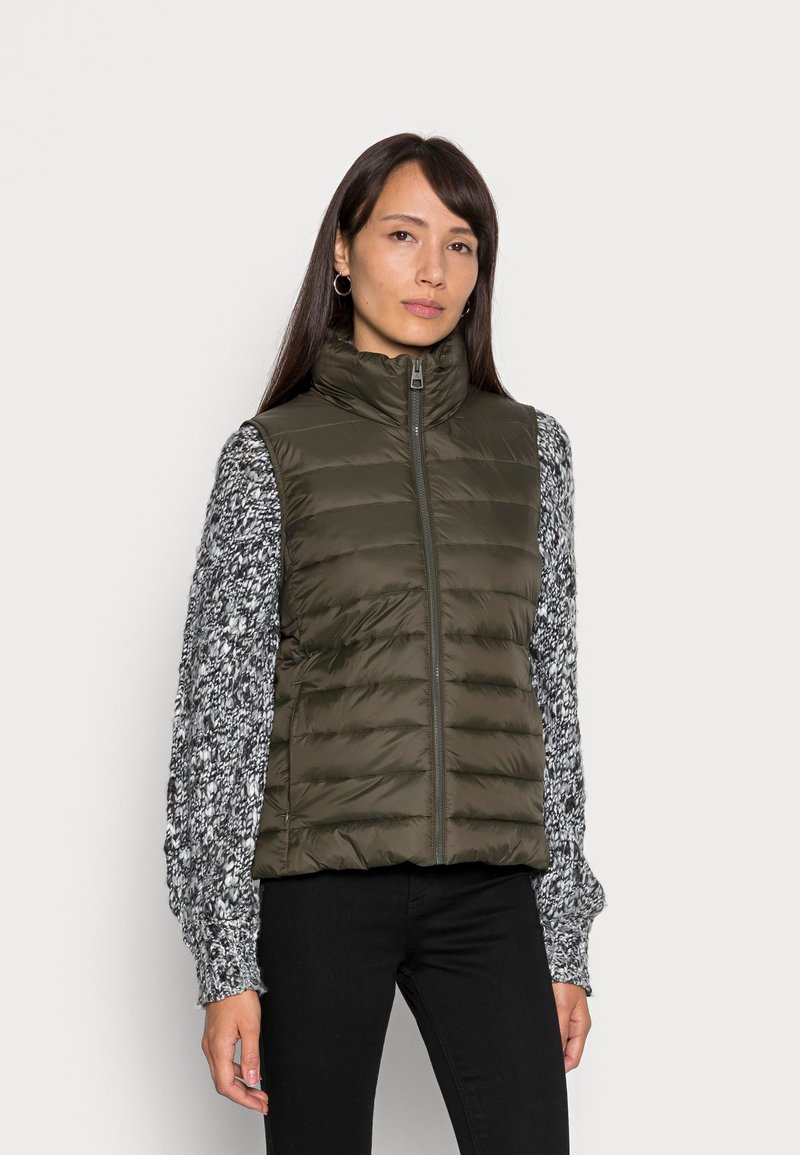 Marc O'Polo VEST STAND UP COLLAR FRONT ZIPPER - Colete - olive drab