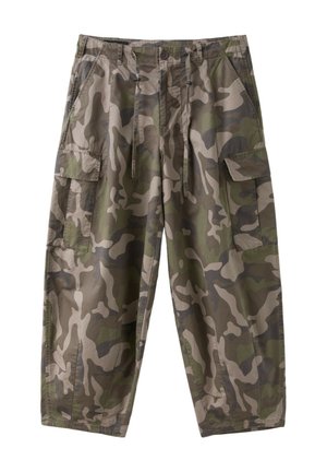Stradivarius, PRINTED CARGO TROUSERS - Pantalon cargo - khaki