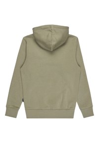 Felpa con cappuccio verde oliva, dal texture morbido, con maniche lunghe e polsini a costine. Presenta una tasca a marsupio e una vestibilità comoda.