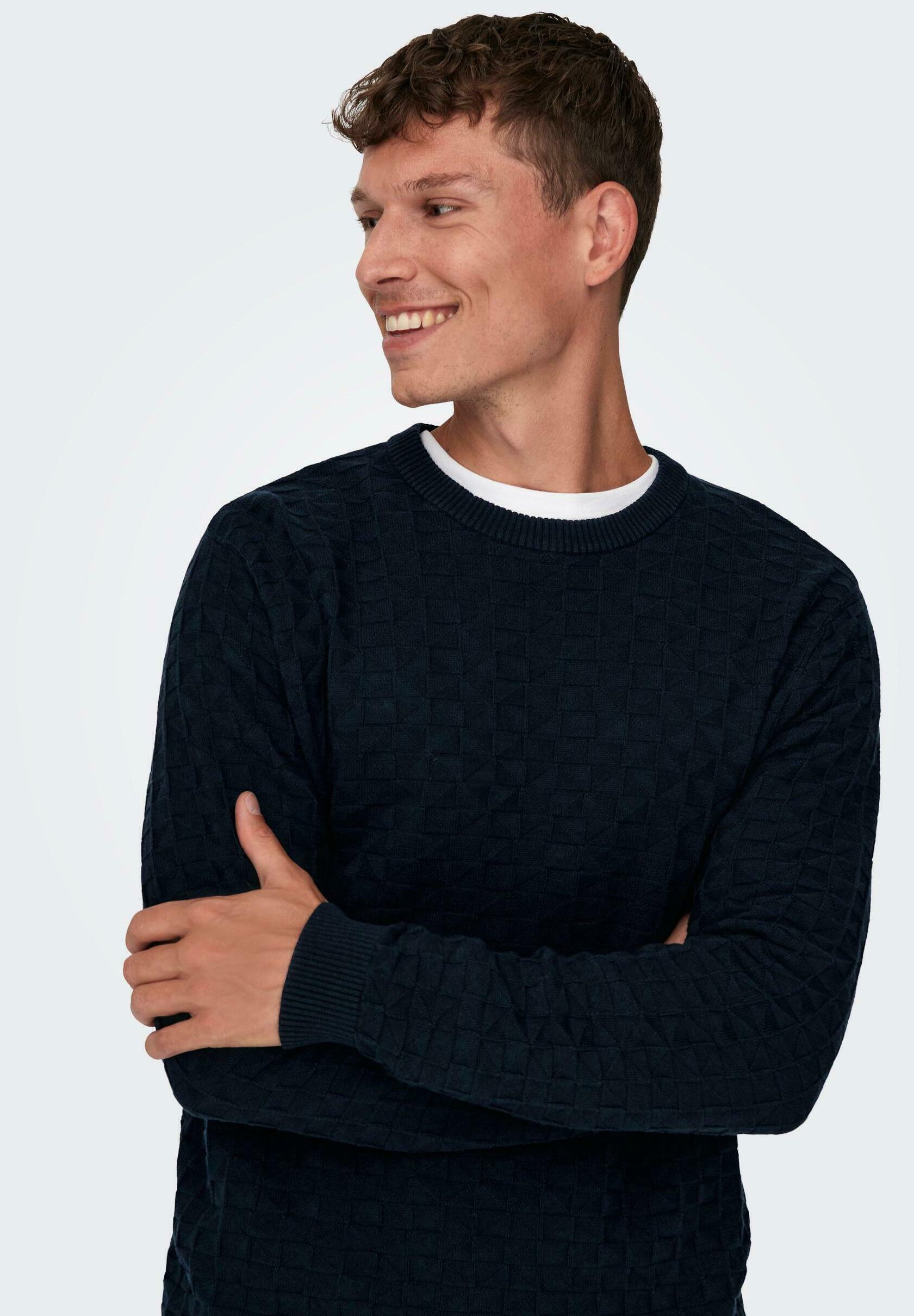 Only & Sons Onssatre Maglione Uomo Girocollo In Cotone – Regular Fit, Lavorato A Maglia, Colore Unico, Abbinabile A Chino