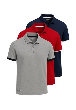 SET OF 3 POSS - Poloshirt - grey red navy