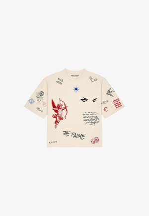 Mira Paris, FLASH TATTOO BOXY TEE UNISEX - T-shirt imprimé - natural raw