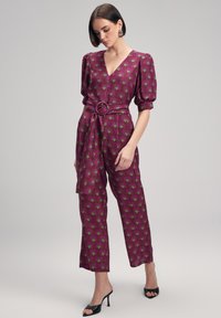 adL V-NECK PLEATED - Mono - printed damson