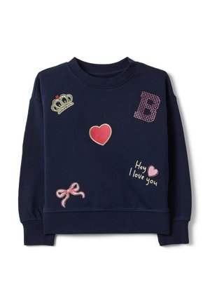 WITH EMBROIDERY - Sweater - navy blue