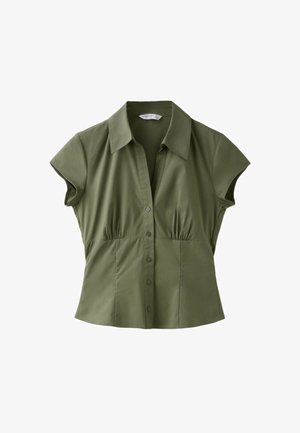 Stradivarius, SHORT SLEEVE SHIRT WITH UNDERBUST SEAM 02075328 - Camicia - mottled green