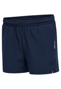Marineblaue Sportshorts mit einem elastischen Bund, weichem Material und dezenten seitlichen Akzenten. Sie haben eine lockere, entspannte Passform.