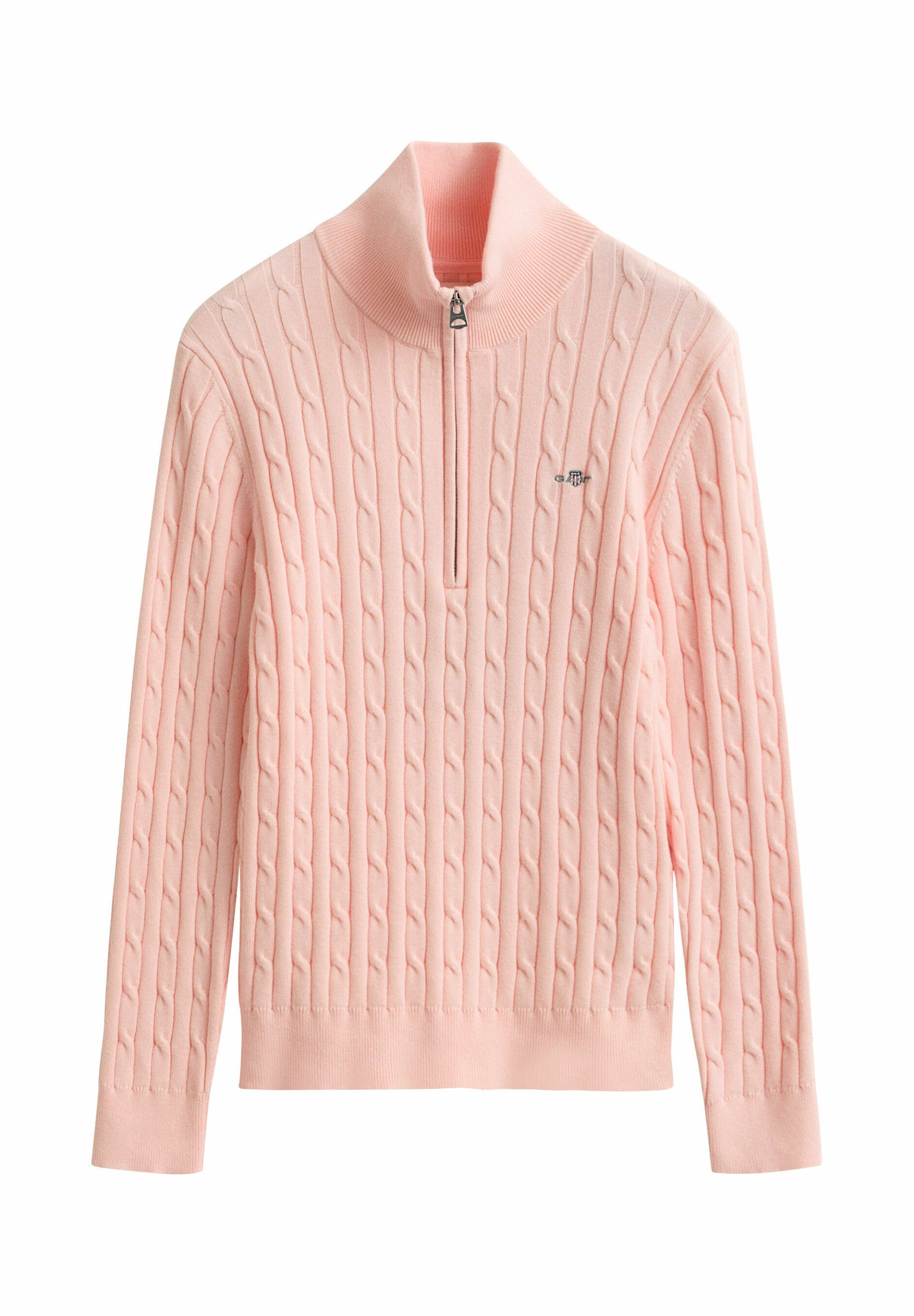 GANT STRETCH CABLE HALF-ZIP - Svetr - apricot pink