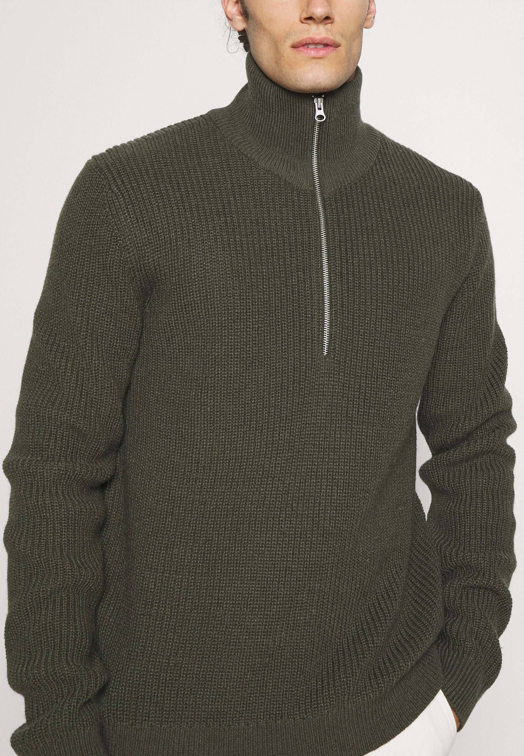 khaki half zip jumper