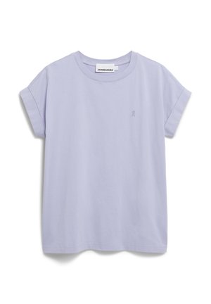 Light lavender short-sleeve t-shirt made of soft cotton, featuring a crew neck and a small embroidered accent on the chest.