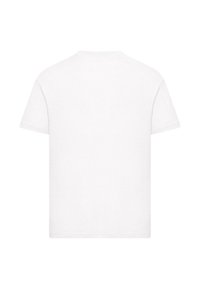 Hvid bomulds T-shirt med korte ærmer, rund hals og ensfarvet ryg. Glat struktur, normal pasform, ingen synlige mønstre eller udsmykninger.