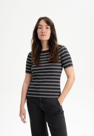 JASLEEN - T-shirt print - schwarz weiß gestreift