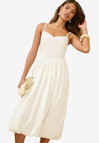 REGULAR FIT SWEETHEART NECK CAMI PUFFBALL MIDI - Robe de jour - white