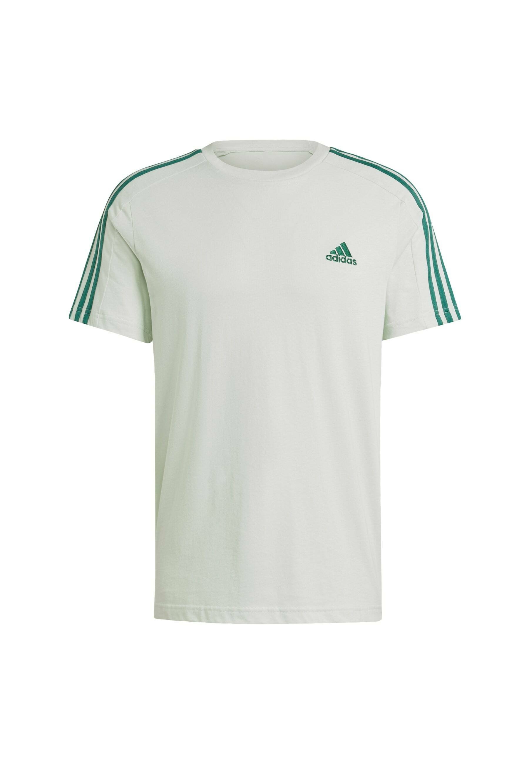 adidas Sportswear ESSENTIALS SINGLE 3-STRIPES - T-shirt con stampa - linen  green/verde - Zalando.it