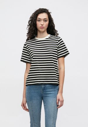 ONLY ONLLIVINA STRIPE - Triko s potiskem - cloud dancer/black