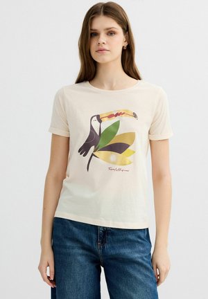 INSIDE, CAMISETA TUCÁN - Camiseta estampada - beige