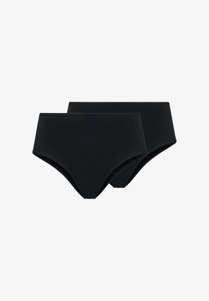 Slip hipster in cotone nero, caratterizzati da una texture liscia e un design a vita media. Venduti in confezione da due, senza motivi o elementi visibili.