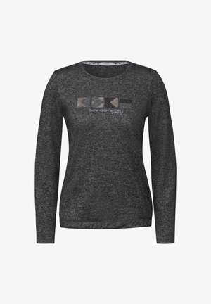 Felpa nera a maniche lunghe con una finitura testurizzata, caratterizzata da un motivo grafico e dalla frase "ILLUMINA DALL'INTERNO" in accenti argento e grigi.