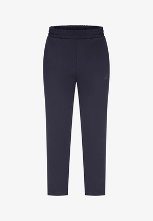 Marineblau entspannte Sweatpants aus einem weichen Baumwollmix, mit einem elastischen Bund und Bündchen an den Knöcheln. Einfaches Design ohne Taschen.