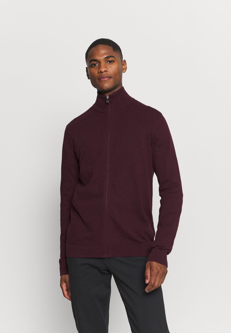 Selected Homme SLHBERG FULL ZIP - Casaco de malha - winetasting melange