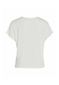 T-shirt blanc uni à manches courtes avec un col rond, vu de dos sur un fond blanc.