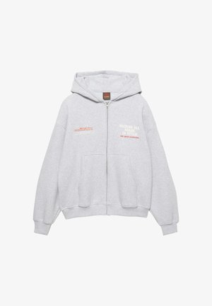 Bluză de molton cu fermoar - light grey
