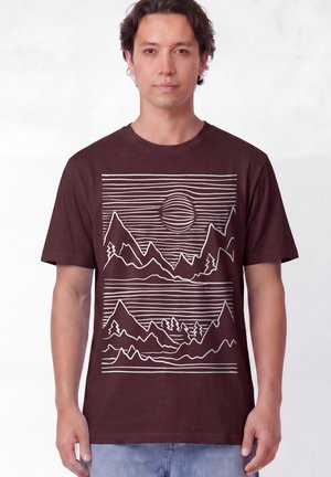 watapparel, MOUNTAINS UNISEX - Print T-shirt - red brown