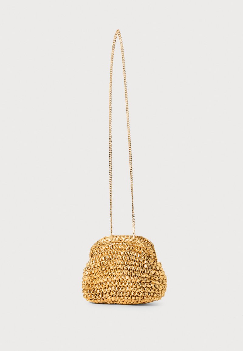 Parfois Bolso Metalico Dorado Bolso De Fiesta Con Abalorios Dorado
