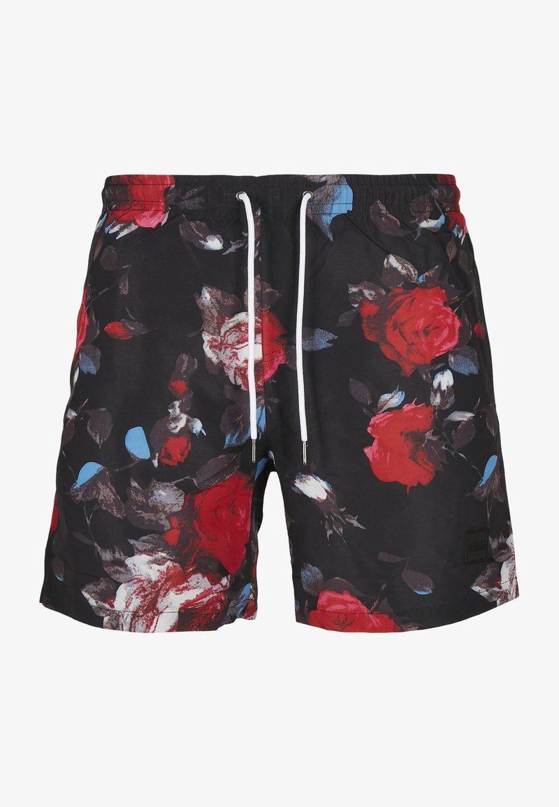 Urban Classics PATTERN - Fürdőnadrág - black rose aop