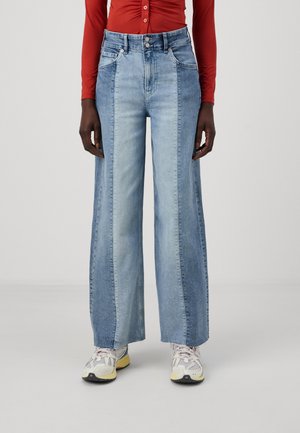 ANKLE STRIDE TONAL TWO TONE - Wide Leg - medium indigo