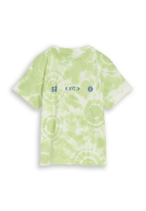 T-shirt print - light green white tie dye