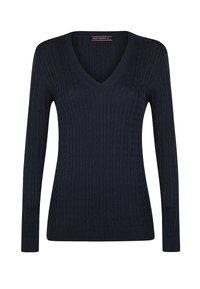 V-NECK CABLE - Jersey de punto - dark blue