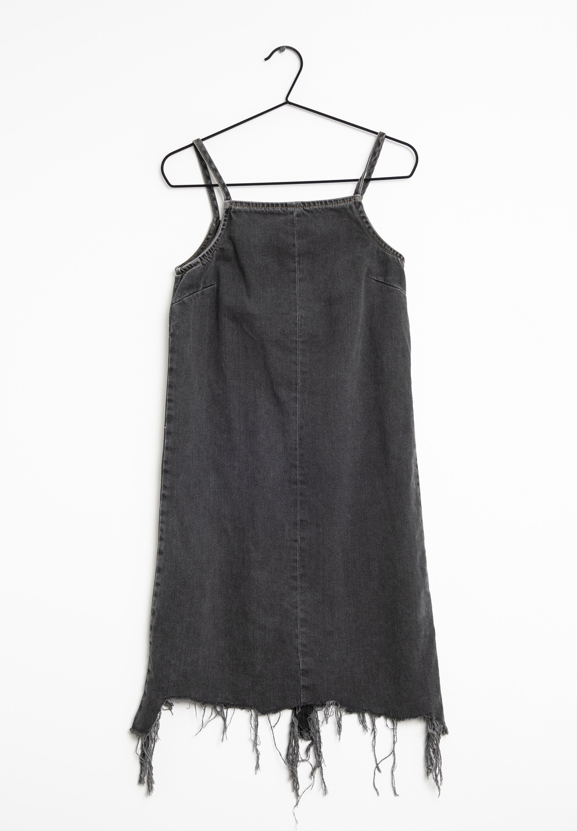 river island black denim dress Black Denim Embroidered Swing Dress