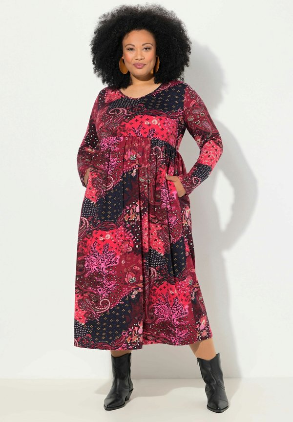 PAISLEY LONG SLEEVE V-NECK MATTE  - Jerseykleid - dark berry
