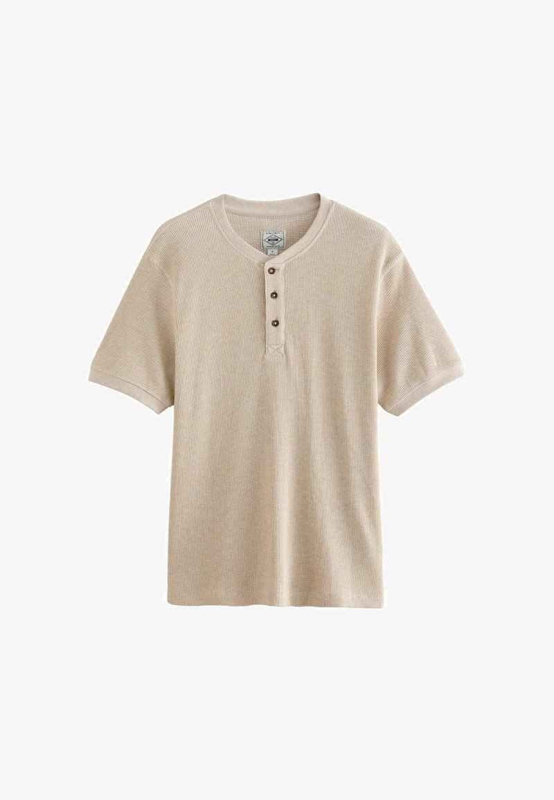 Next SHORT SLEEVE GRANDAD COLLAR - REGULAR FIT - Jednoduché tričko - ecru