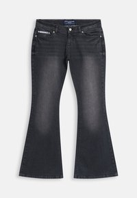 Μαύρα τζιν bootcut με ξεθωριασμένο εφέ, μπροστινές τσέπες, κούμπωμα με κουμπί και φερμουάρ, και ετικέτα Juicy Couture μέσα στη μέση.