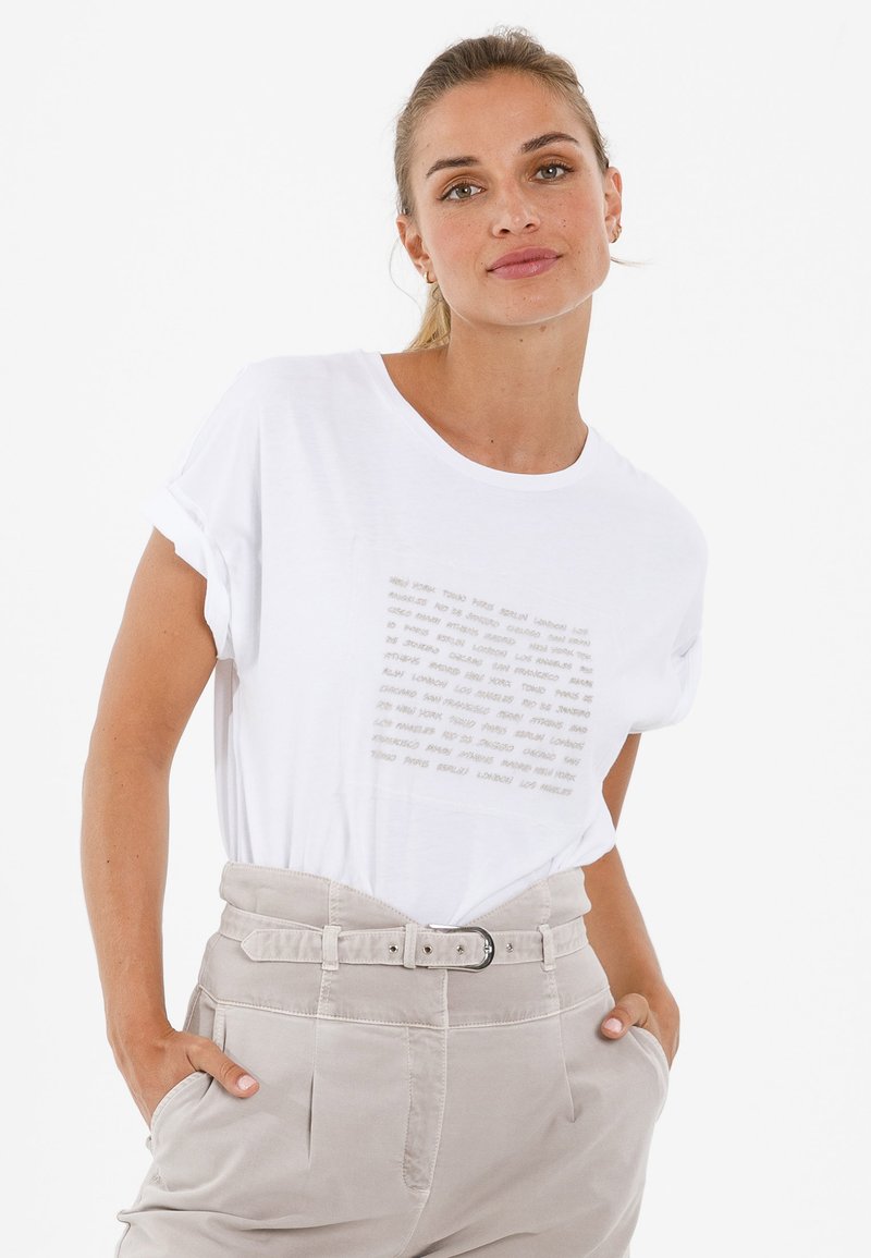Damen T-Shirts | Marc Aurel MIT LUREX STICKEREI T-Shirt print white varied/weiß - ZY01091 Damen T-Shirts | Marc Aurel MIT LUREX STICKEREI T-Shirt print white varied/weiß - ZY01091