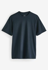 T-shirt corta a maniche corte blu navy realizzata in cotone con scollatura a girocollo. Texture liscia, vestibilità regolare e stile minimalista senza motivi.
