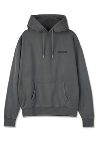 Pelēks kapuce džemperis, kas izgatavots no kokvilnas. Iespējo priekšējā kabata, ribotas aproces un apakšmala. Iekļauts logotips, kas izdrukāts uz krūtīm.