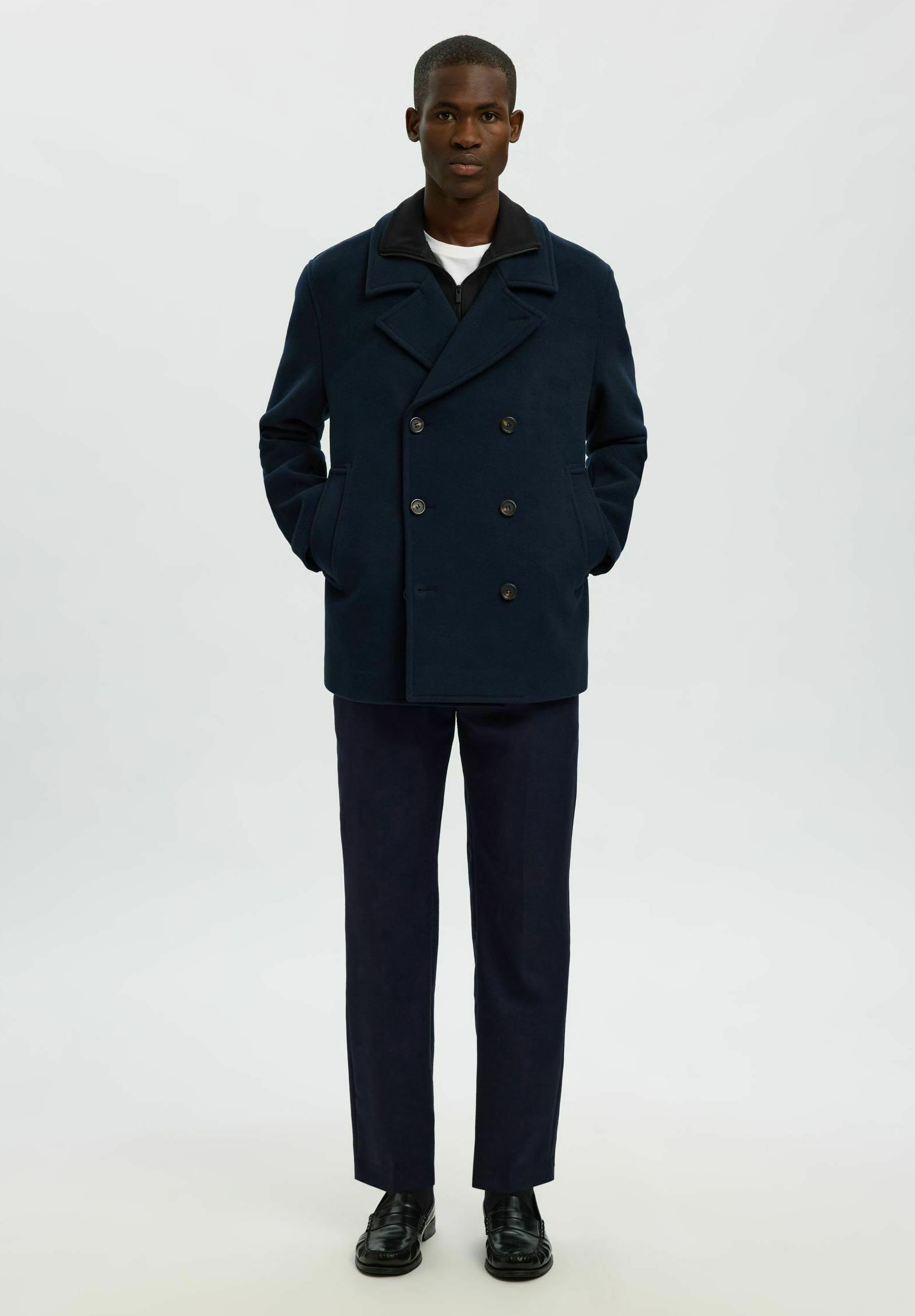 Selected Pea Wool Blend - Short coat - sky captain/dark blue